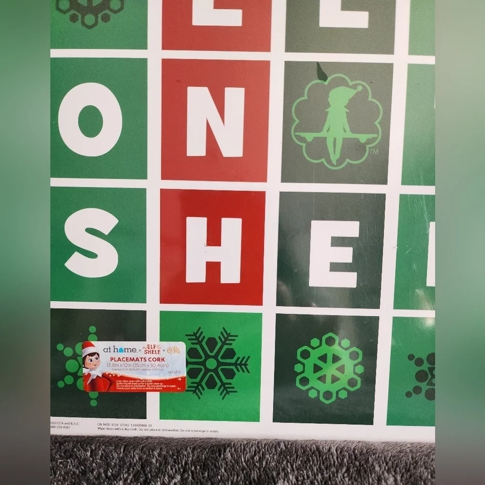 NWT original Elf on the Shelf Christmas Cork Placemat, set of 4